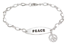 925 Sterling Silver Rhodium Finish CZ Peace Bracelet