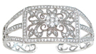 925 Sterling Silver Rhodium Finish Antique Style Cuff Bangle