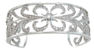 925 Sterling Silver Rhodium Finish Antique Style Cuff Bangle