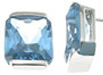 925 Sterling Silver Rhodium Finish Simulated Aquamarine Emerald Cut Fashion Earrings