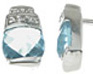 925 Sterling Silver Rhodium Finish Simulated Topaz Crystal Cushion Cut Fashion Earrings