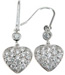 925 Sterling Silver Rhodium Finish CZ Heart Fashion Earrings