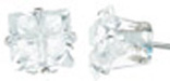 925 Sterling Silver CZ Princess Stud Earrings