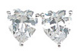 925 Sterling Silver Rhodium Finish CZ Heart Stud Earrings