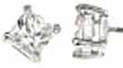 925 Sterling Silver Rhodium Finish Princess Stud Earrings