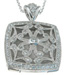 925 Sterling Silver Rhodium Finish CZ Brilliant Locket Antique Style Necklace