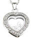 925 Sterling Silver Rhodium Finish CZ Heart Necklace