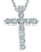 925 Sterling Silver Rhodium Finish CZ Cross Necklace