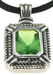 925 Sterling Silver Rhodium Finish Simulated Tourmaline Emerald Cut Designer Inspired Pendant