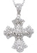925 Sterling Silver Rhodium Finish Brilliant Cross Antique Style Pave Pendant