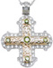 925 Sterling Silver Rhodium Finish Brilliant Cross Antique Style Pave Pendant