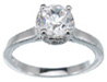 925 Sterling Silver Platinum Finish Brilliant Solitaire Engagement Ring