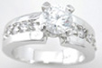 925 Sterling Silver Platinum Finish Brilliant Solitaire Engagement Ring