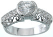 925 Sterling Silver Platinum Finish Antique Style Pave Ring