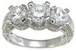 925 Sterling Silver Rhodium Finish CZ Antique Style Wedding Ring