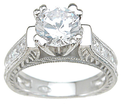 925 Sterling Silver Rhodium Finish CZ Princess Wedding Set Ring