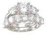 925 Sterling Silver Three Stone Wedding Set