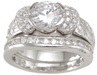 925 Sterling Silver Antique Style Pave Wedding Set
