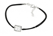 wholesale silver black cord bracelet