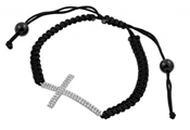 wholesale silver black braided cord cross bracelet