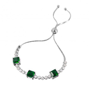 wholesale silver emerald green lariat bracelet