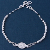 wholesale silver beaded religious medallion charm bracelet