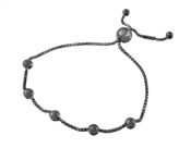 wholesale silver black 8 beaded italian lariat bracelet