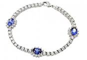 wholesale silver 3 oval tanzanite blue cz bracelet