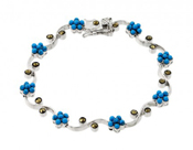 wholesale silvert blue flower bracelet