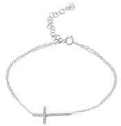 wholesale silver cz cross bracelet