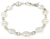 wholesale silver peace sign bracelet