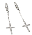 wholesale silver round cross cz wire hoop earrings