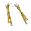 sterling silver rhodium and gold plated double long stud earrings