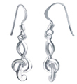 wholesale silver music note hook earrings