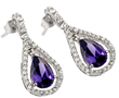 wholesale silver teardrop purple earrings