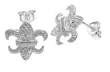 wholesale silver fleur de lis cz post earrings