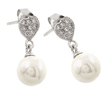 wholesale silver heart cz synthetic pearl stud earrings