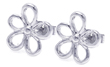wholesale silver flower one cz stud earrings