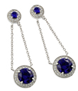 wholesale silver round blue cz wire stud earrings