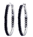 sterling silver black and silver rhodium plated cz earrings
