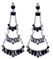 wholesale silver multiple black baguette cz chandelier stud earrings