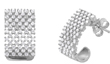 wholesale silver thick checkered cz huggies earrings