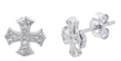 wholesale silver iron cross pave cz stud earrings