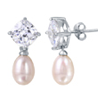 wholesale sterling silver cz pearl earrings