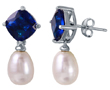 wholesale sterling silver round blue cz pearl earrings