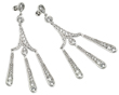 wholesale silver three strand chandelier cz stud earrings