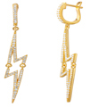 sterling silver gold plated lightning cz earrings