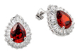 wholesale silver teardrop red and pave baguette cz stud earrings