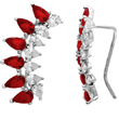 wholesale silver pear shape and red cz climbing earrings