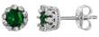 wholesale silver crown green cz stud earrings